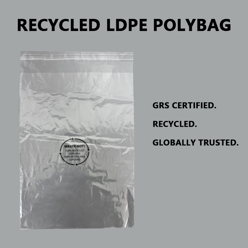 GRS Certified Recycled LDPE Poly Bag podporuje trvalo udržateľné balenie pre globálne značky