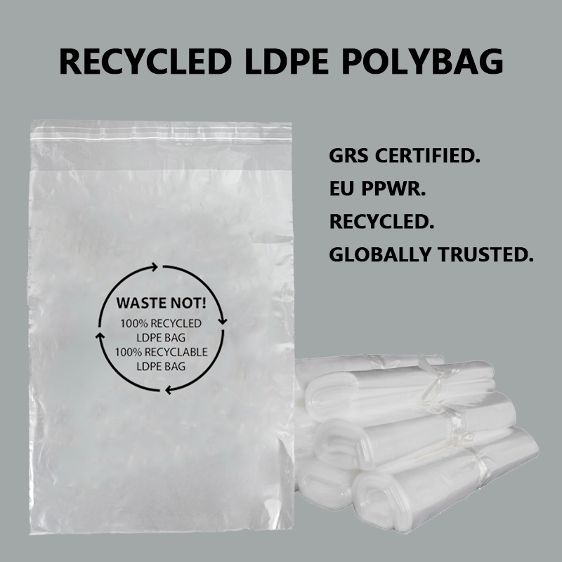 GRS Certified Recycled LDPE Packaging Bags for Sustainable Apparel Packaging
